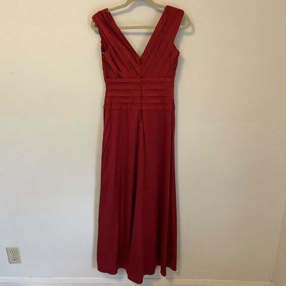 Tadashi Women's Formal Dress 100% Silk Red Vintage Maxi Elegant Old Money 8 - Picture 5 of 8